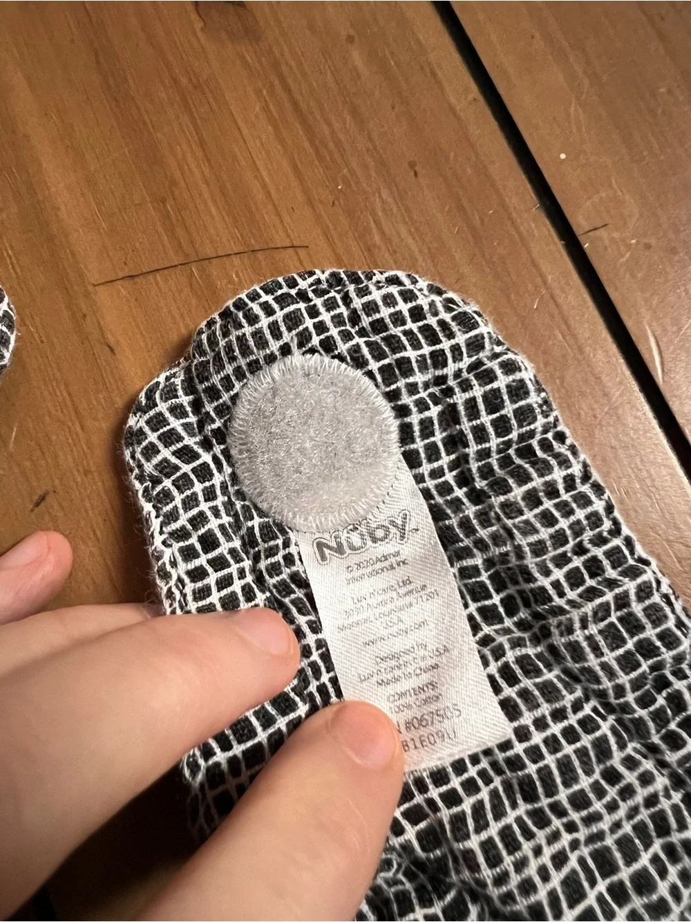 Bear Print Muslin Teething Bib with Silicone Chew - Grey & White